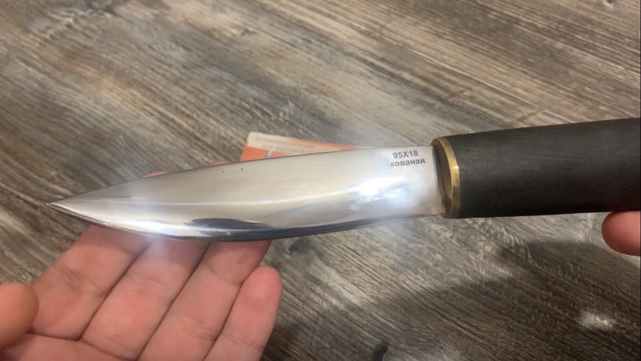 двухсторонняя заточка ножа якут в линзу